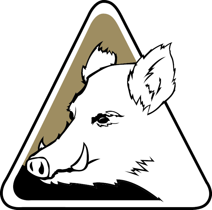 illustration of a feral swine in a hazard symbol
