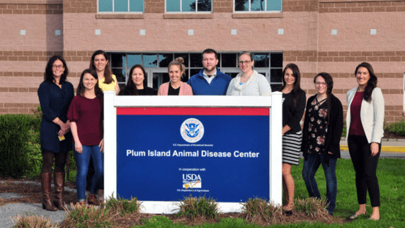 group picture of first training cohort at Plum Island Animal Disease Center, Fall 2018