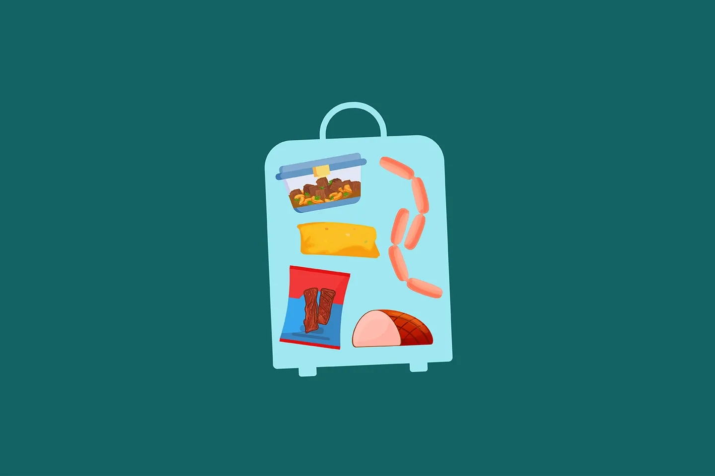 graphic of a suitcase containing pork products