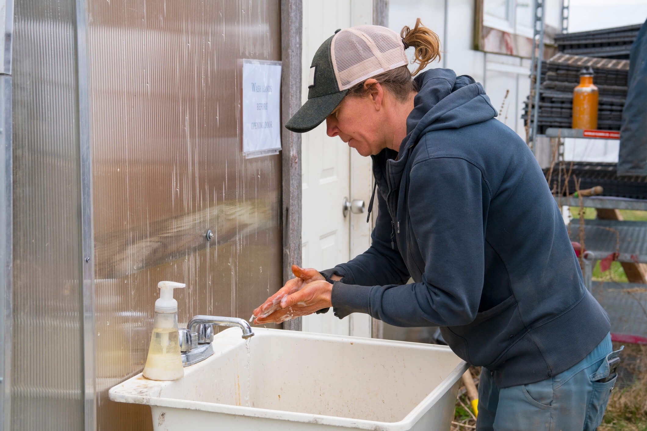 woman washing her hands