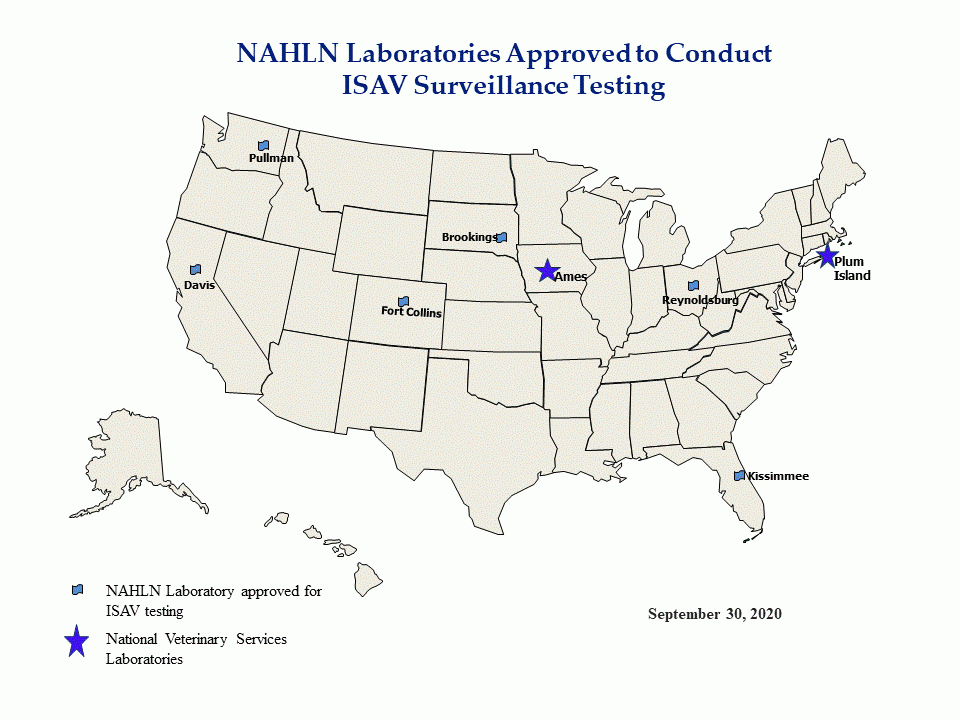 maps of NAHLN Laboratories Approved to Conduct ISAV Surveillance Testing