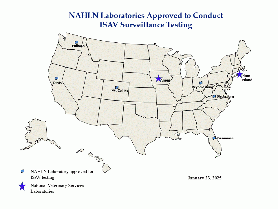 maps of NAHLN Laboratories Approved to Conduct ISAV Surveillance Testing