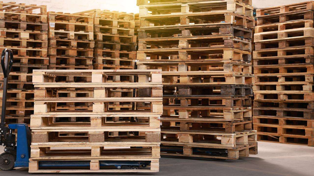 stacked wood pallets